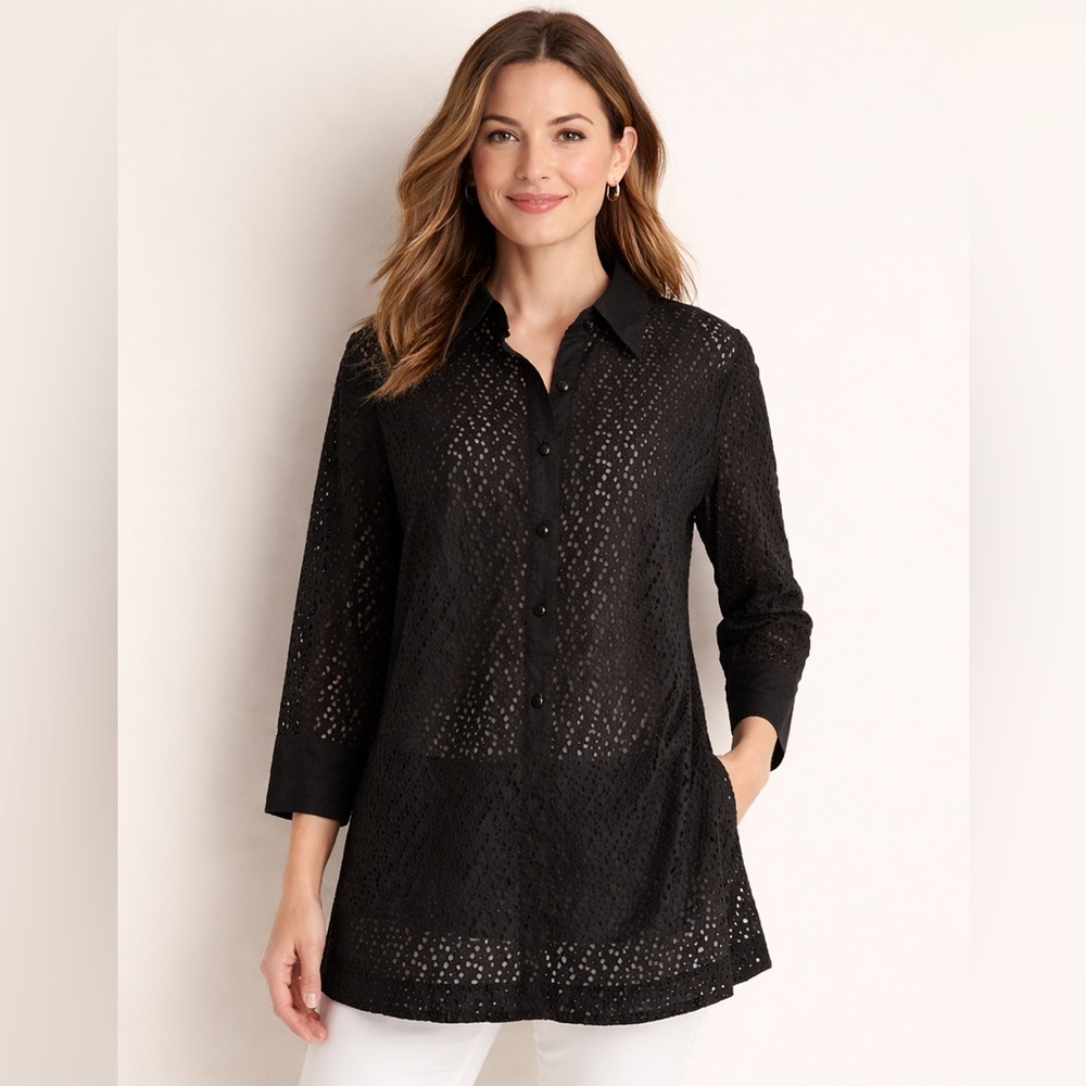 Talbots Eyelet Button Down Tunic. Size 14 - image 1